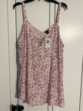 torrid Pink Floral Lace-Up Tank Top